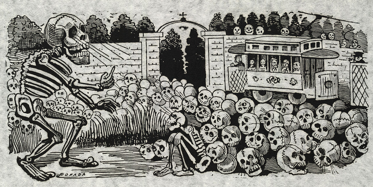José Posada'nın Gran Calavera Eléctrica'sı. Dia de los Muertos'un sembolü: ölüm korkulacak değil, dans edilecek şey.